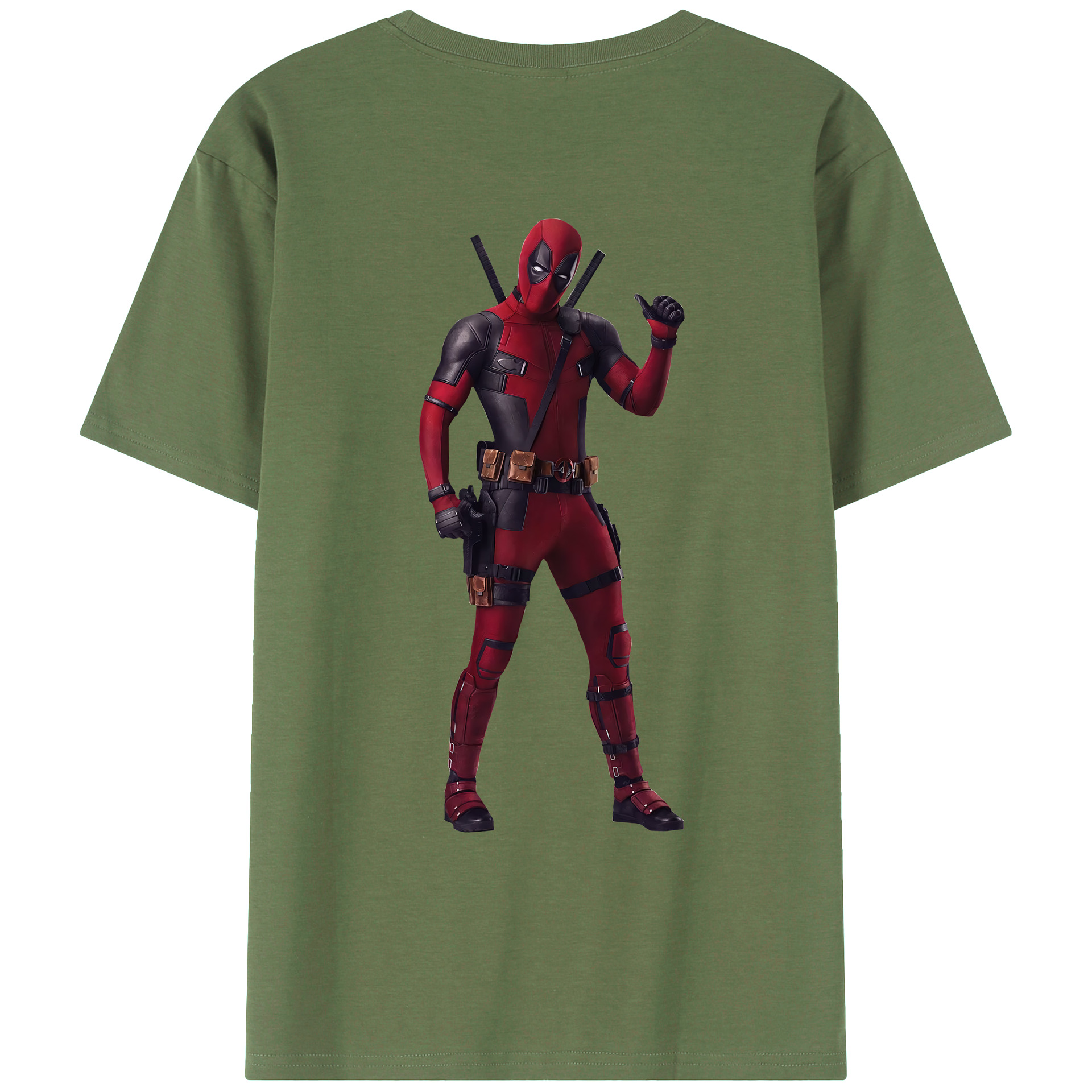 （画像用） Deadpool デッドプール 綿100％ メンズ半袖Tシャツ（バックプリント） 通気性